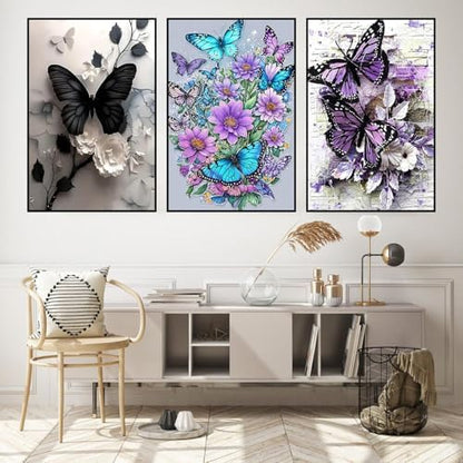3 Pack Framed Paint by Numbers Butterfly for Adult with Easel (8x12 inch) - Image 2