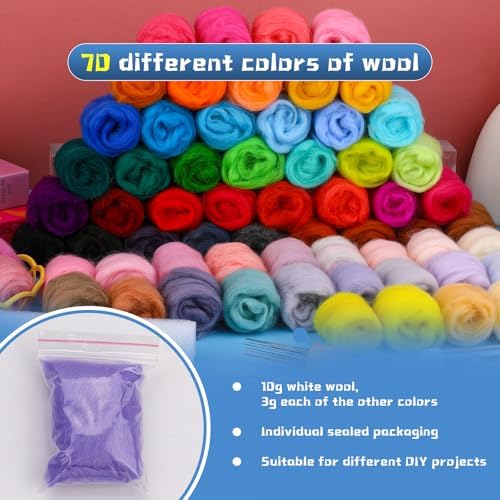 SOCNITC 70 Colors Needle Felting Kits Needle Felting Supplies with Tools - Image 3