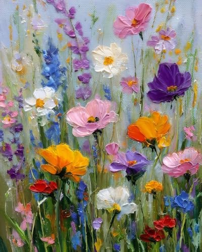 Floral Wildflower Paint by Numbers Kit for Adults Beginner 16X20 inch by CHWGLFGG