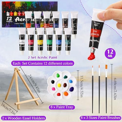 Cholemy 36 Pcs Paint and Sip Kit Gift for Adult 8''x10'' - Image 3