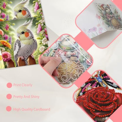 JISHSHAY 8 PCS Diamond Art Greeting Cards Bird Diamond Painting Birthday Cards Animal Gem Art Bird Gem Painting Mosaic Kits for Adults for Thanksgiving Anniversary Valentine Graduation All-Occasion - Image 5