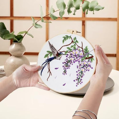 Ohcol 3 Sets Hummingbird Embroidery Kit for Beginners Needlepoint Kits for Adults Cross Stitch Kits with Clear Instructions,Easy Funny Stamped Bird Patterns Fabric Hand Crafts - Image 4