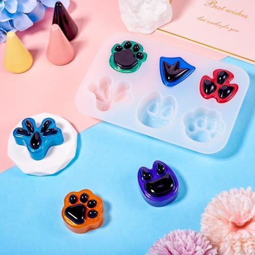 Paw Print Silicone Mold Cute Puppy Kitten Bear Paw Resin Casting Mold Animal Animal Footprint Epoxy Resin Molds for DIY Keychain Supplies Jewelry Making - Image 4