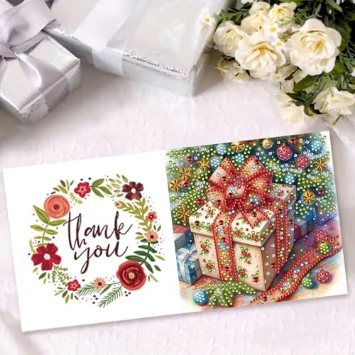 Christmas DIY Diamond Greeting Cards Set, 5D DIY Diamond Art Painting Christmas Style Greeting Card, DIY Christmas Card Making Kits for Family Friends Handmade Gift-#15-Christmas - Image 3