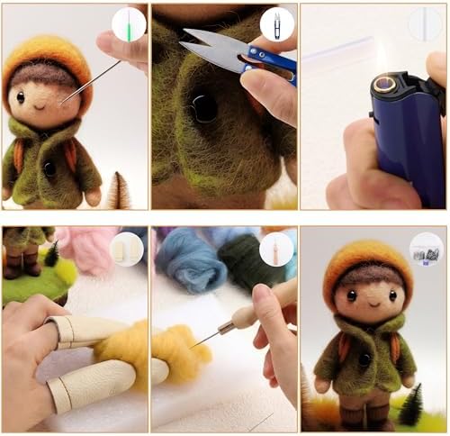 DF DUALFERV Needle Felting Kit with 40 Colors of Premium Felting Wool - Fluffy, Textured Wool Roving with Strong Plasticity for Felted Animal - Image 5