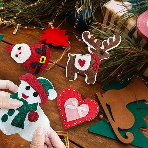 Jtnohx Sewing Kit for Kids, Felt Christmas Ornaments Set, 5 Sets DIY Craft Kits - Christmas Deer, Santa Claus, Snowman, Heart, Christmas Tree Decor for Home Party Decorations - Image 2