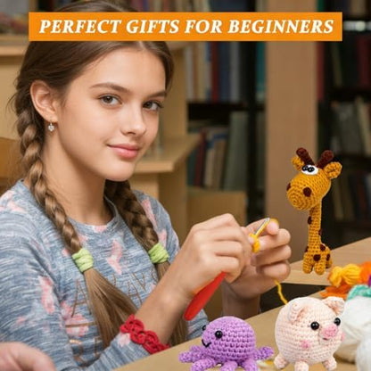 KIECIK Crochet Animal Kit – 6 PCS Crochet Knitting Kit for Beginners - Image 7