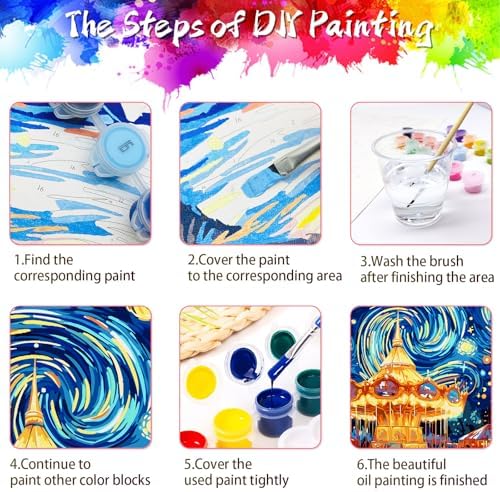 Yunnuo Paint by Numbers Kit for Adults Beginner,Paint by Number Canvas Starry Night,Couples in Amusement Parks Painting by Numbers,Suitable for Home Decor & Gift 16” W x 20”L - Image 6
