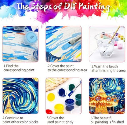 Yunnuo Paint by Numbers Kit for Adults Beginner,Paint by Number Canvas Starry Night,Couples in Amusement Parks Painting by Numbers,Suitable for Home Decor & Gift 16” W x 20”L - Image 6