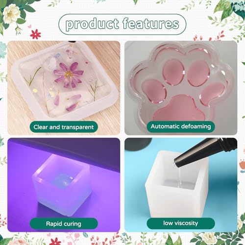 Anergoo UV Resin kit with Light 200g Crystal Clear&Low Odor,24W Uv Resin Light,Silicone Mat, Epoxy Resin Hard, Starter Kit for Jewelry - Image 4