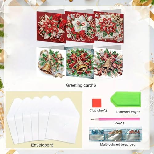 6pcs DIY Diamond Art Christmas Cards Kit with Envelopes & Tools-Diamond Dot Greeting Cards,Xmas 5D Rhinestones Painting for Adults,DIY Craft Family Friend Xmas Gifts(Xmas Atmosphere) - Image 5