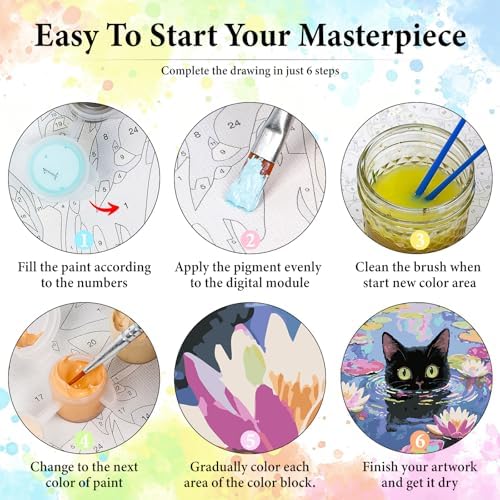 Dawnsphere Black Cat Paint by Numbers Kit for Adults Without Frame 16x16 in - Image 6