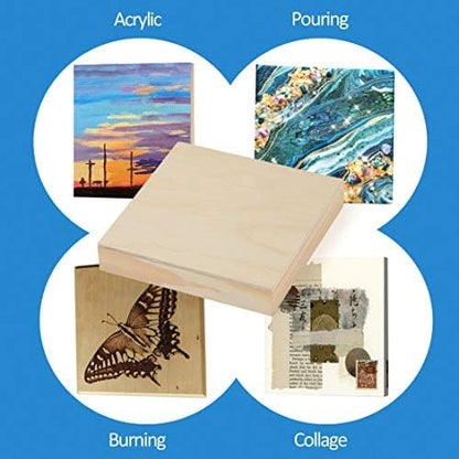 Falling in Art 4 Pack 4x4’’ Unfinished Birch Wood Panels Kit for Painting - Image 3