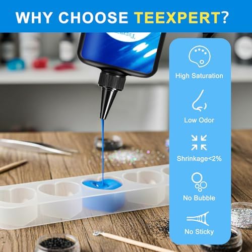 Teexpert UV Resin Kit, 500g Opaque Colored UV Resin Large Capacity Hard Type, Odorless & Low Shrinkage, Vibrant Color for Jewelry Making, Crafts, Keychain, Small Decoration - Image 4
