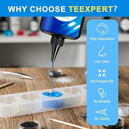 Teexpert UV Resin Kit, 500g Opaque Colored UV Resin Large Capacity Hard Type, Odorless & Low Shrinkage, Vibrant Color for Jewelry Making, Crafts, Keychain, Small Decoration - Image 4