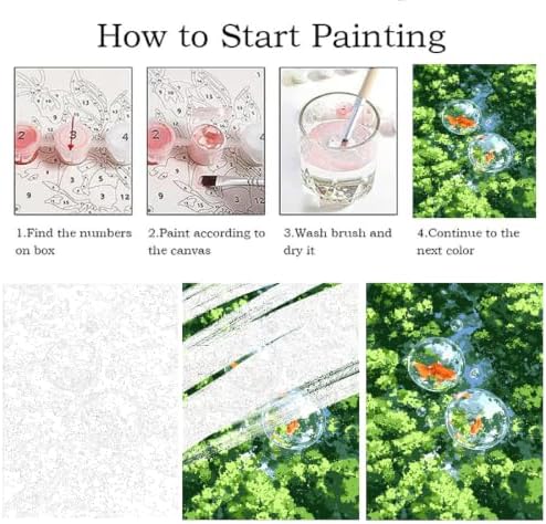 ZRIZQ Paint by Numbers Kit for Adults Beginner,Forest Goldfish,16x20 - Image 5