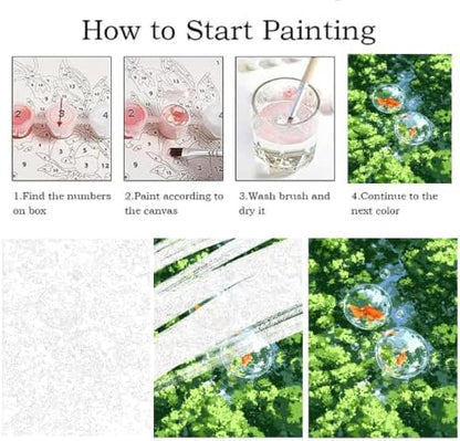 ZRIZQ Paint by Numbers Kit for Adults Beginner,Forest Goldfish,16x20 - Image 5