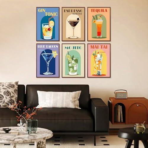 Yezavesu 6 Pack Paint by Numbers Kit for Adults Beginner 8x12 Inch, Cocktail Adult Paint by Number Kits on Canvas Without Frame, DIY Acrylic Cocktail Painting by Numbers for Home Wall Decor Gift - Image 6