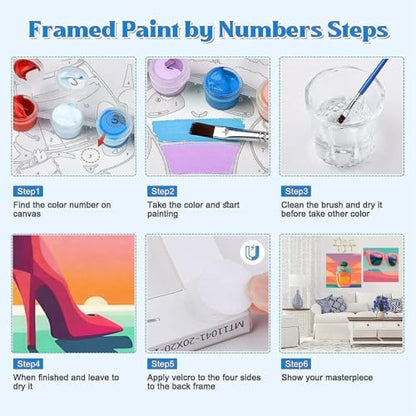 Canrichshop 6 Pack Framed Paint by Numbers Kit for Adults,Adult Paint-by-Number Kits on Canvas, DIY Oil Number Painting for Home Decor 8 x 8 inch - Image 7