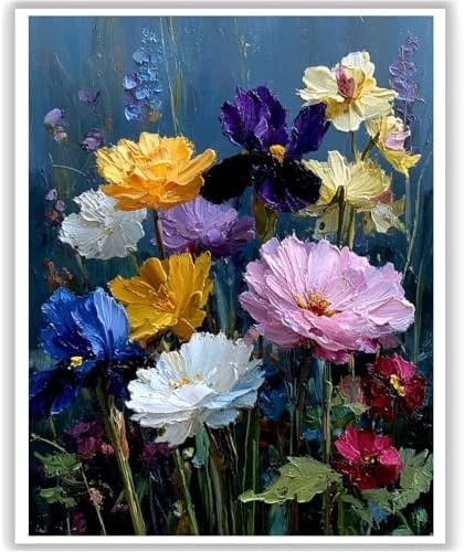 Flowers Paint by Numbers Kit for Adults 16x20 Inch Frameless Wildflowers by HITO