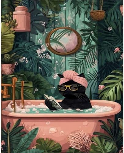 Arttoplus Black Cat Paint by Numbers Kit for Adults Beginner 16x20 inch by Arttoplus