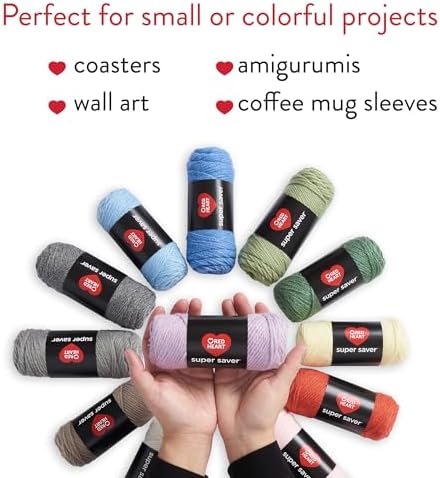 Red Heart Super Saver Yarn Super Craft Kit Pastels,with 50 Countg/1.7 oz. 4 Medium Worsted Yarn for Knitting & Crocheting,12 Colors,Perfect for Chunky Sweaters,Blankets,Amigurumi,50 Count (Pack of 10) - Image 2