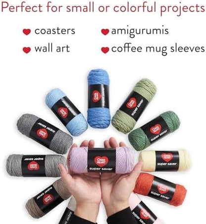 Red Heart Super Saver Yarn Super Craft Kit Pastels,with 50 Countg/1.7 oz. 4 Medium Worsted Yarn for Knitting & Crocheting,12 Colors,Perfect for Chunky Sweaters,Blankets,Amigurumi,50 Count (Pack of 10) - Image 2