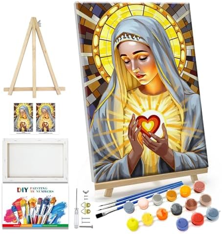 JOOZ 5D Virgin Mary Paint by Numbers Kit for Adults with Frame, 8x12 Inch by Jooz