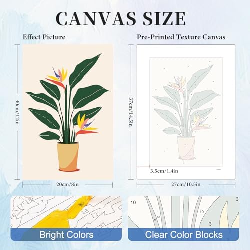 6 Pack Paint by Numbers Kit for Adults, Plants Number Painting, 8x12 Inch - Image 3