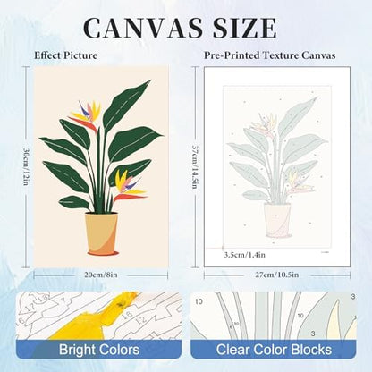 6 Pack Paint by Numbers Kit for Adults, Plants Number Painting, 8x12 Inch - Image 3