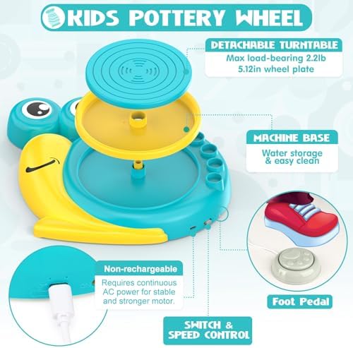 Aujazyble Pottery Wheel for Kids, Complete Arts & Crafts Kit for Kids 6-12+ - Image 3