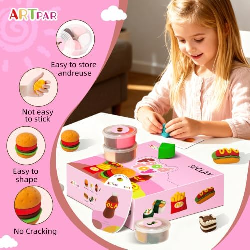 ARTPAR Air Dry Clay for Kids,12 Mini Food Modeling Magic Clay Sculpting Kit - Image 3