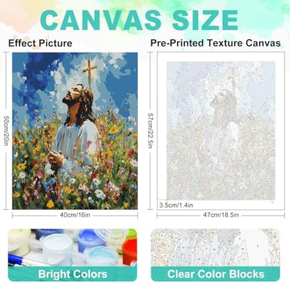 Paint by Numbers Kit for Adults, Jesus Praying Number Painting, 16x20 Inch - Image 3