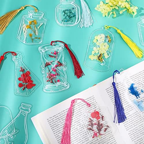 Tallew 81 Pcs DIY Dried Flower Bookmark Making Kit Include 40 Clear Transparent Bookmarks, 40 Colorful Tassels and Puncher, Handmade Craft Supplies for Women Girls Readers(Dreamy Style) - Image 3