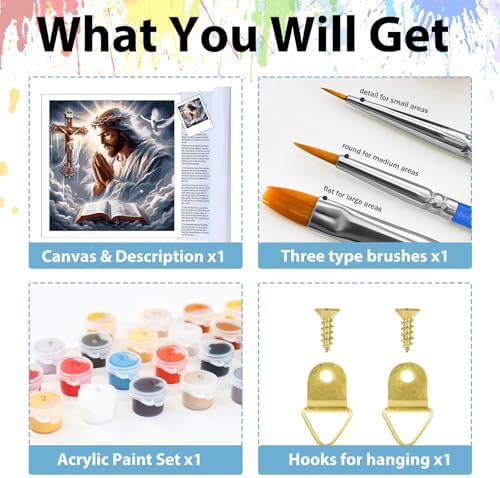 Jesus Paint by Numbers Kit for Adults, Paint by Number for Adults 16x16 in - Image 6