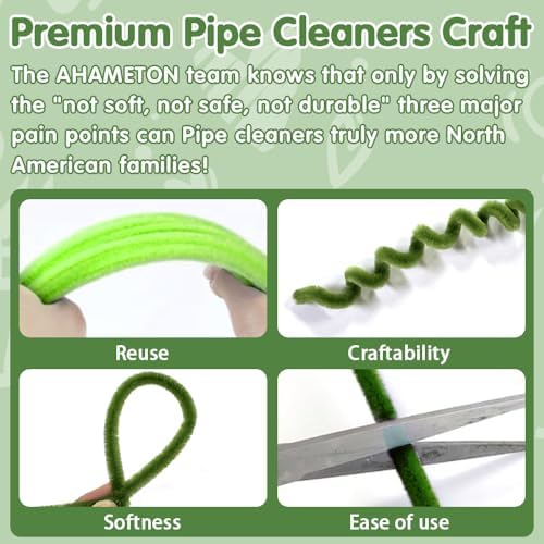 AHAMETON 620Pcs Green Pipe Cleaners Flower Kit,Chenille Stems Craft - Image 3