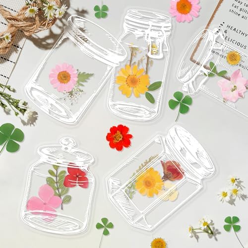 Large Size Transparent Dried Flower Bookmarks, 20 PCS Handmade DIY Flower Page Clips,World in Bottle-Making Stunning Herbarium(Mason Jars) by oecoel
