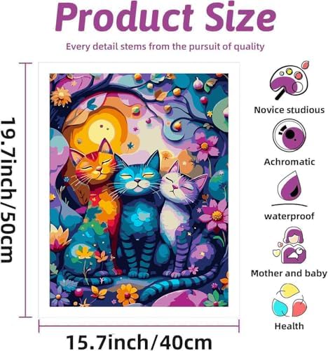 DYAIANGMU Cat Paint by Numbers Kit for Adults Beginners 19.6X15.7inch - Image 2