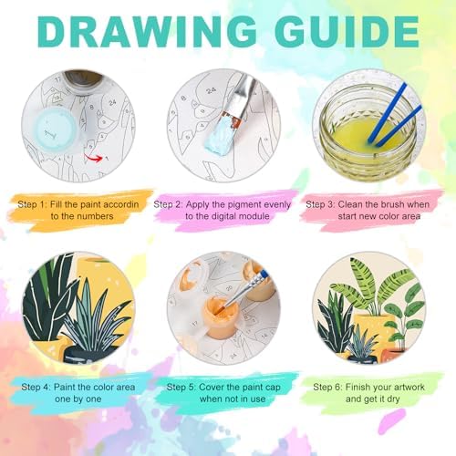 GEEHEIY Framed Paint by Numbers Kit for Adults, Potted Plants, 8 x 12 Inch - Image 6