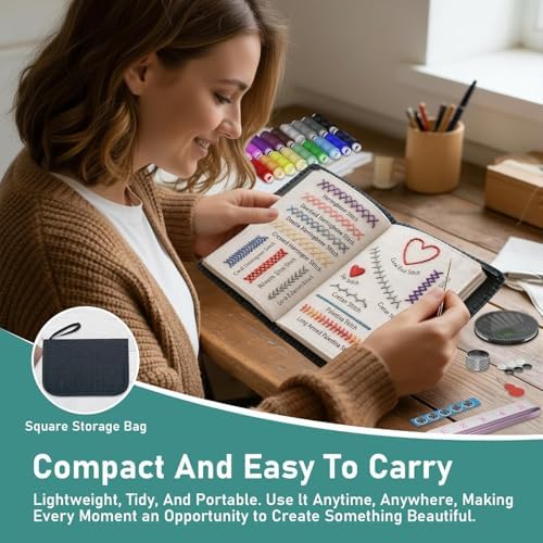 OJJ 2026 New Embroidery Stitch Book Kit, 106 Patterns with Tools & Tutorials, 86 PCS Beginner Embroidery Kit, Portable All-in-One Hand Embroidery Book for Adults & DIY Craft Lovers - Image 3