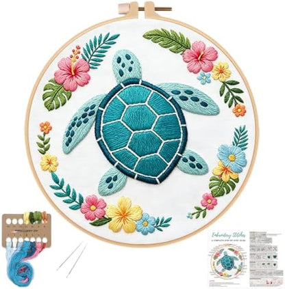 Louise Maelys Sea Turtle Embroidery Kit for Beginners, Ocean DIY Craft by LouiseMaelys