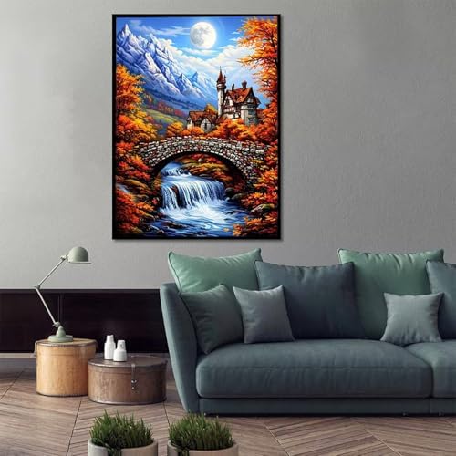 Autumn Paint by Numbers Kit for Adults Castle Paint by Numbers, DIY Acrylic Watercolor Oil Painting Kits for Adults Beginners with Brushes, Hobbies for Women for Home Wall Decor, Gifts 28x38 in H-40 - Image 2