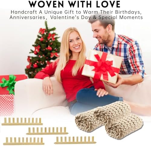 LARIAU Chunky Knitting Blankets Loom, Thick Yarn Knitting Loom for Beginners, 15.2" to 61“ Long Wooden Adjustable & Foldable & Portable Design DIY Machine, Birthday Gifts Knitting Lover Gift - Image 7