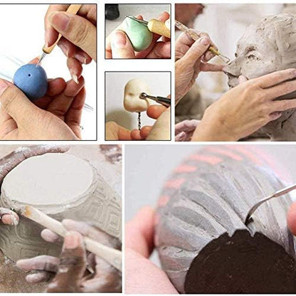 61PCS Ceramic Clay Set Polymer Clay Pottery Set Wooden Pottery Sculpting Clay Cleaning Set - Image 6