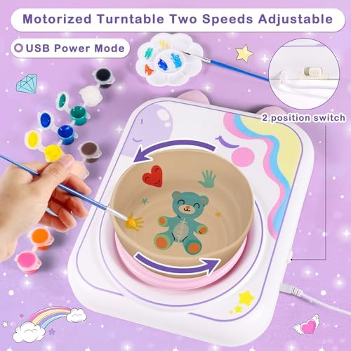 weirtoya Pottery Wheel for Kids, Girls Arts and Crafts Toys for Kids Ages 8-12,Pottery Craft Kit with 3 Pack Air-Dry Clay, Art Supplies for Kids Toys Girls Birthday Gift for 6 7 8 9 10 11 12+ - Image 6