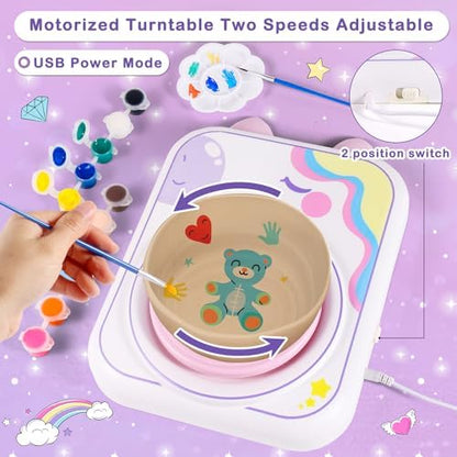 weirtoya Pottery Wheel for Kids, Girls Arts and Crafts Toys for Kids Ages 8-12,Pottery Craft Kit with 3 Pack Air-Dry Clay, Art Supplies for Kids Toys Girls Birthday Gift for 6 7 8 9 10 11 12+ - Image 6