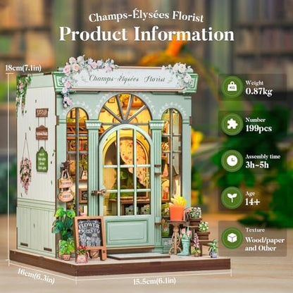 Fsolis Book Nook Kit DIY Miniature House (Champs-Élysées Florist) - Image 2