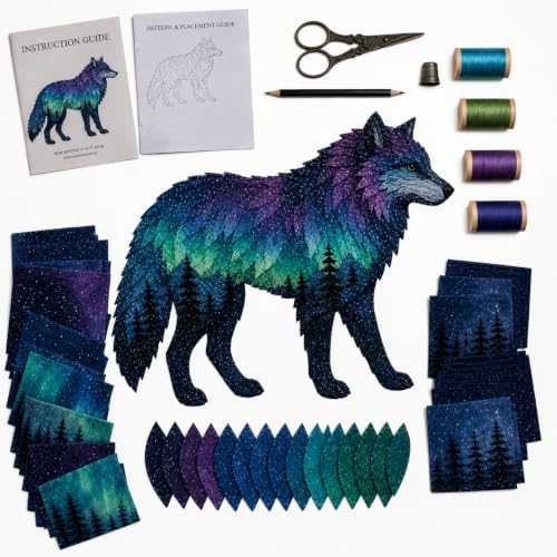 Northern Lights Wildlife DIY Patchwork Kit, Creative Fabric Craft by Unknown