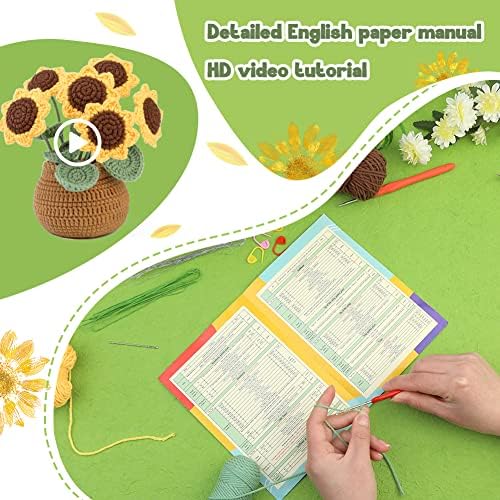kgxulr Crochet Kit, Sunflower Crochet Kit for Beginners, Knitting Kit - Image 3