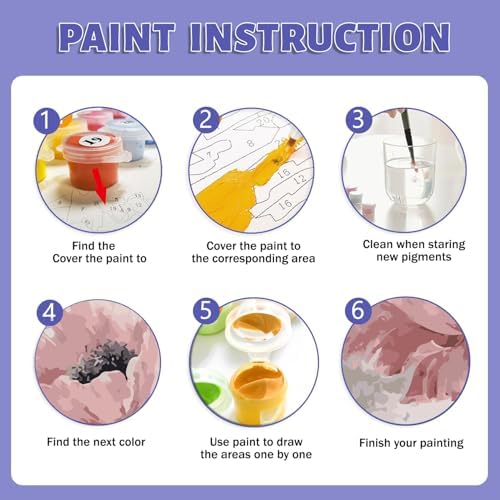 Framed Paint by Numbers Kit for Adults Beginner & Kids, Vintage Flowers Easy Paint by Numbers without Easel, DIY Acrylic Adult Painting by Number Kits on Canvas Framed for Gift Home Decor 8 x 12 Inch - Image 6